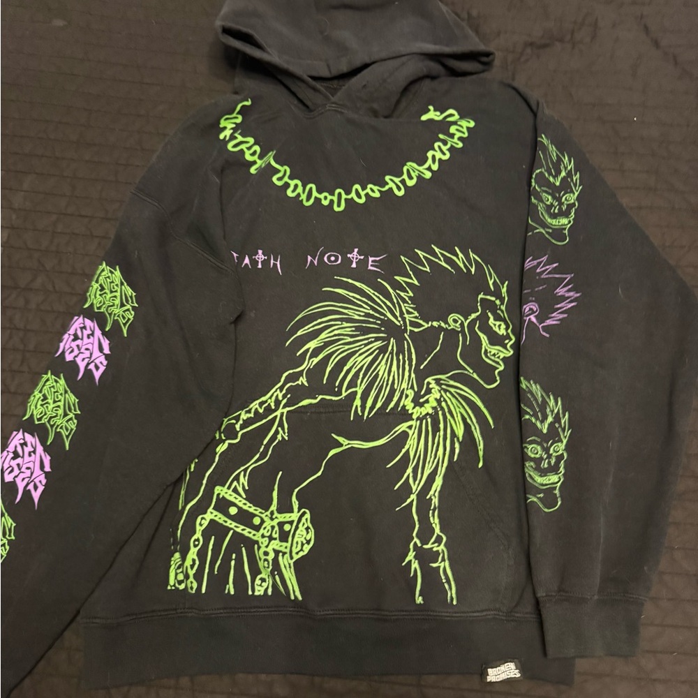 Black and Green Graphic Deathnote Hoodie